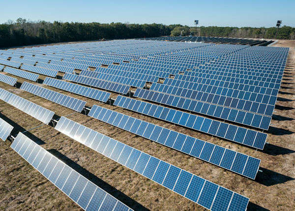Solar panels in s field